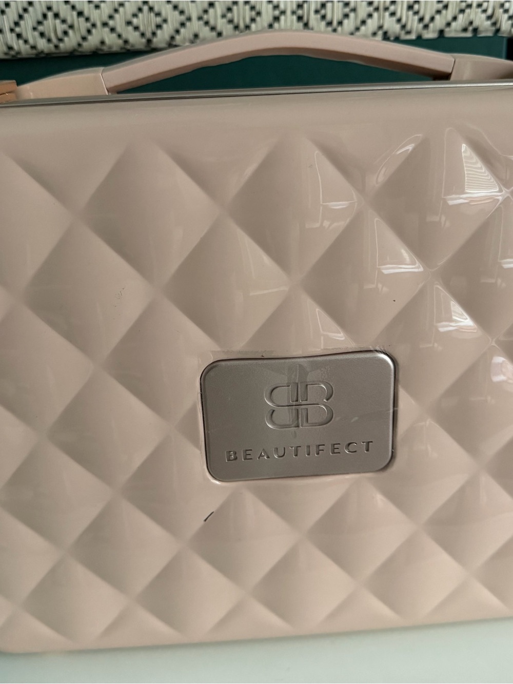 Quilted Cosmetic Case in Blush Pink